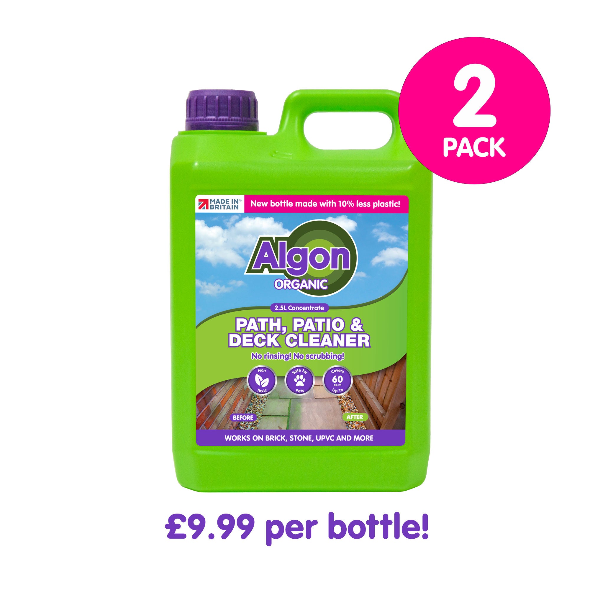 Algon Organic Patio Cleaner 2.5 Litre Concentrate - 2 Pack