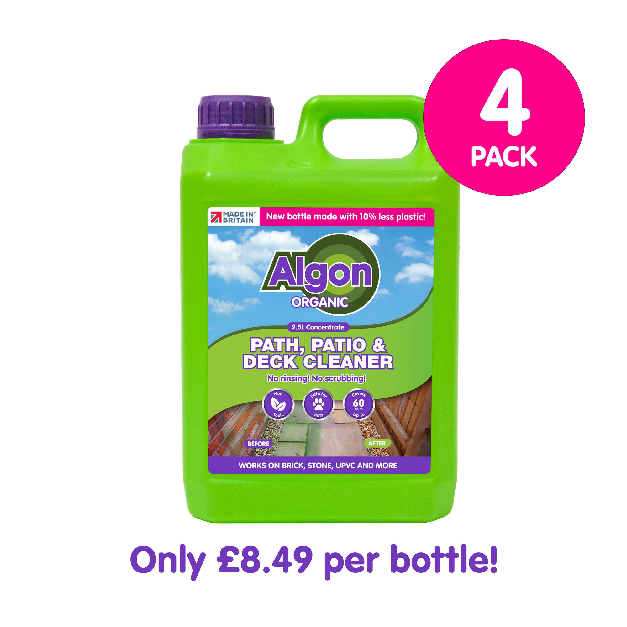Algon Organic Patio Cleaner 2.5 Litre Concentrate - 4 Pack