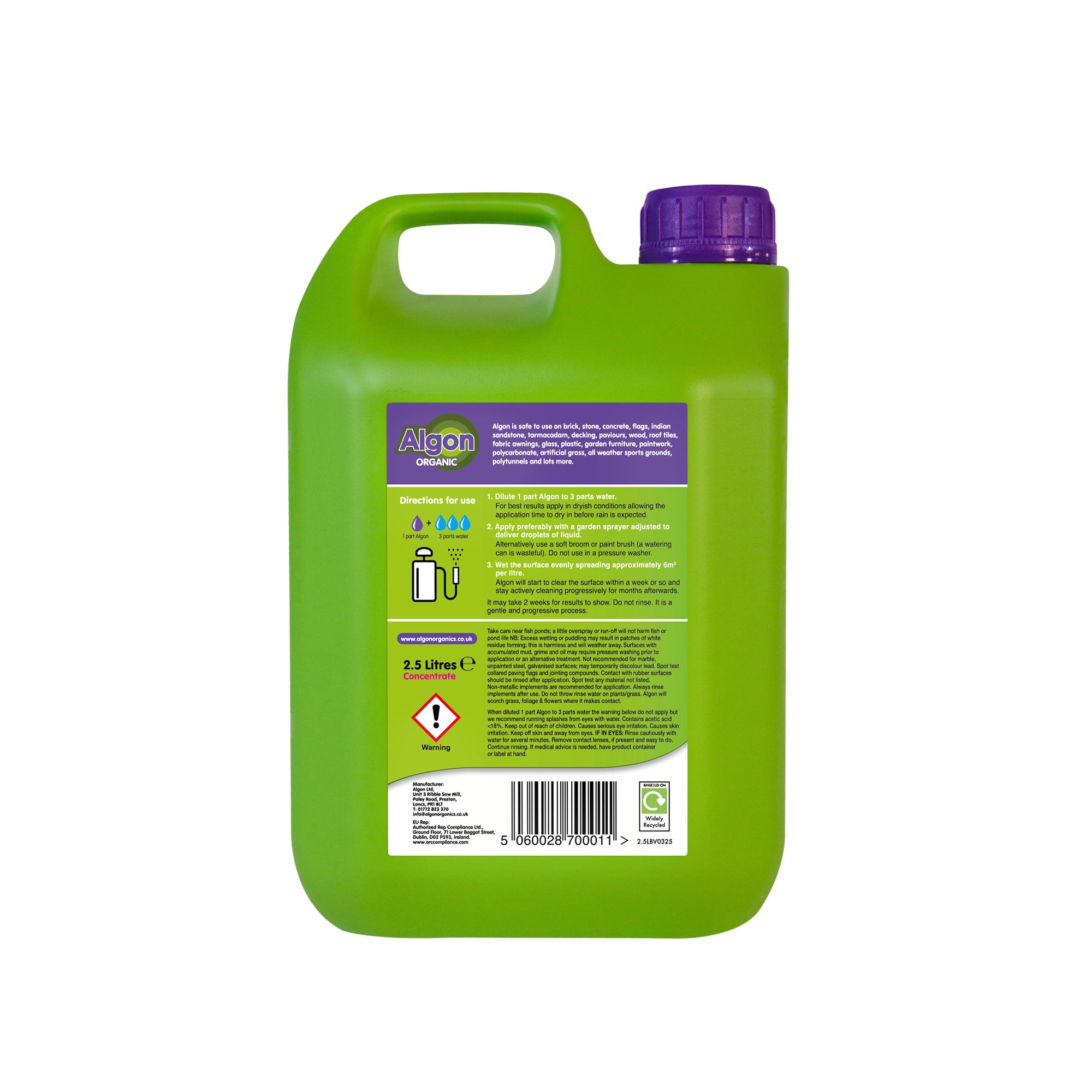 Algon Organic Patio + Fence 2.5 Litre Concentrate - Mixed Pack