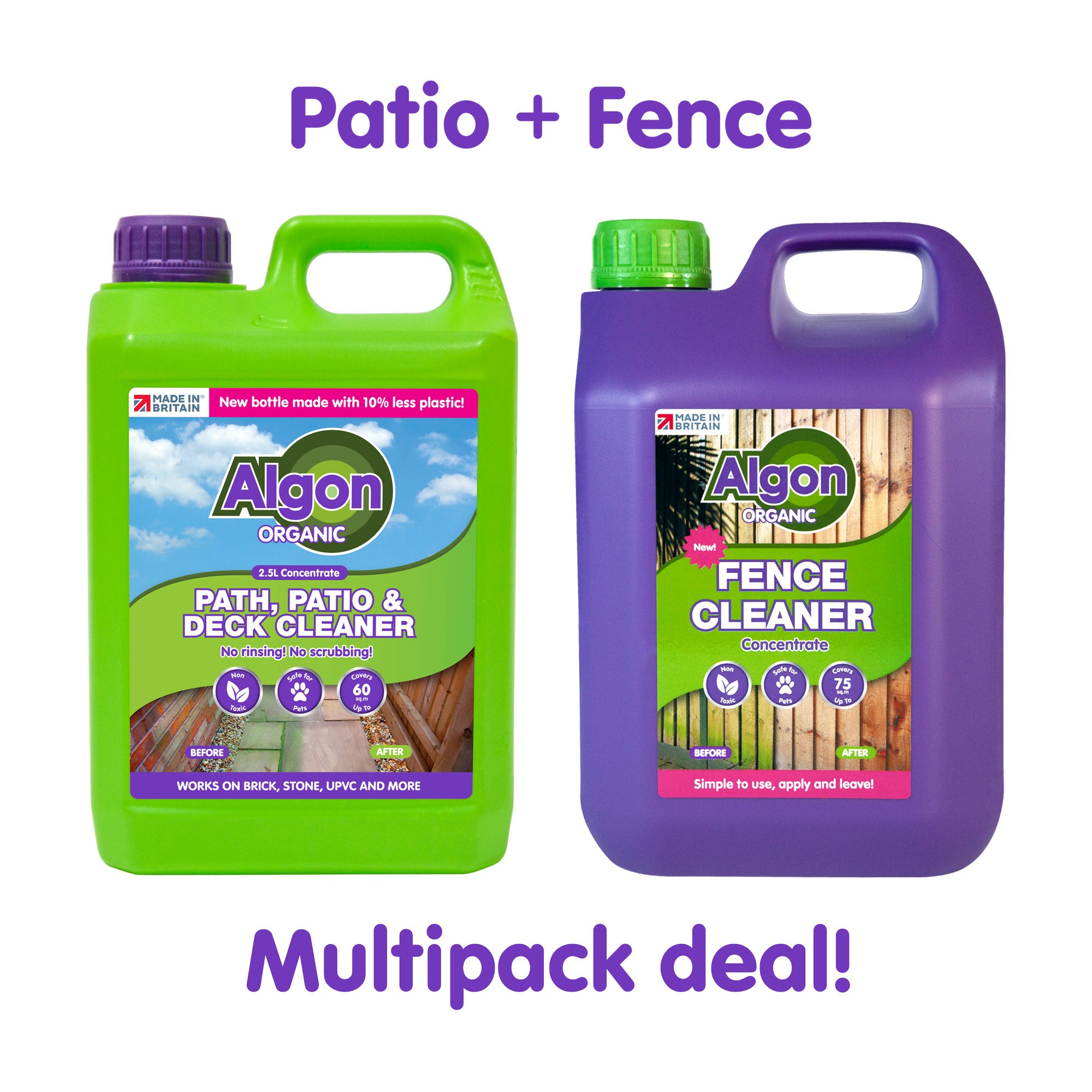 Algon Organic Patio + Fence 2.5 Litre Concentrate - Mixed Pack
