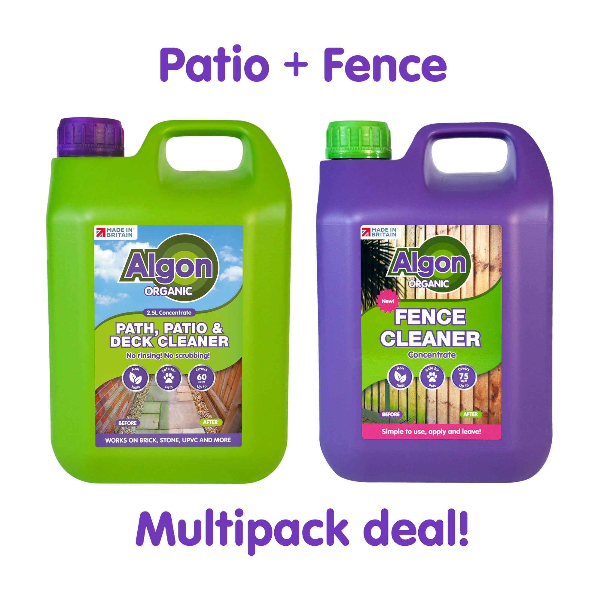 Algon Organic Patio + Fence 2.5 Litre Concentrate - Mixed Pack