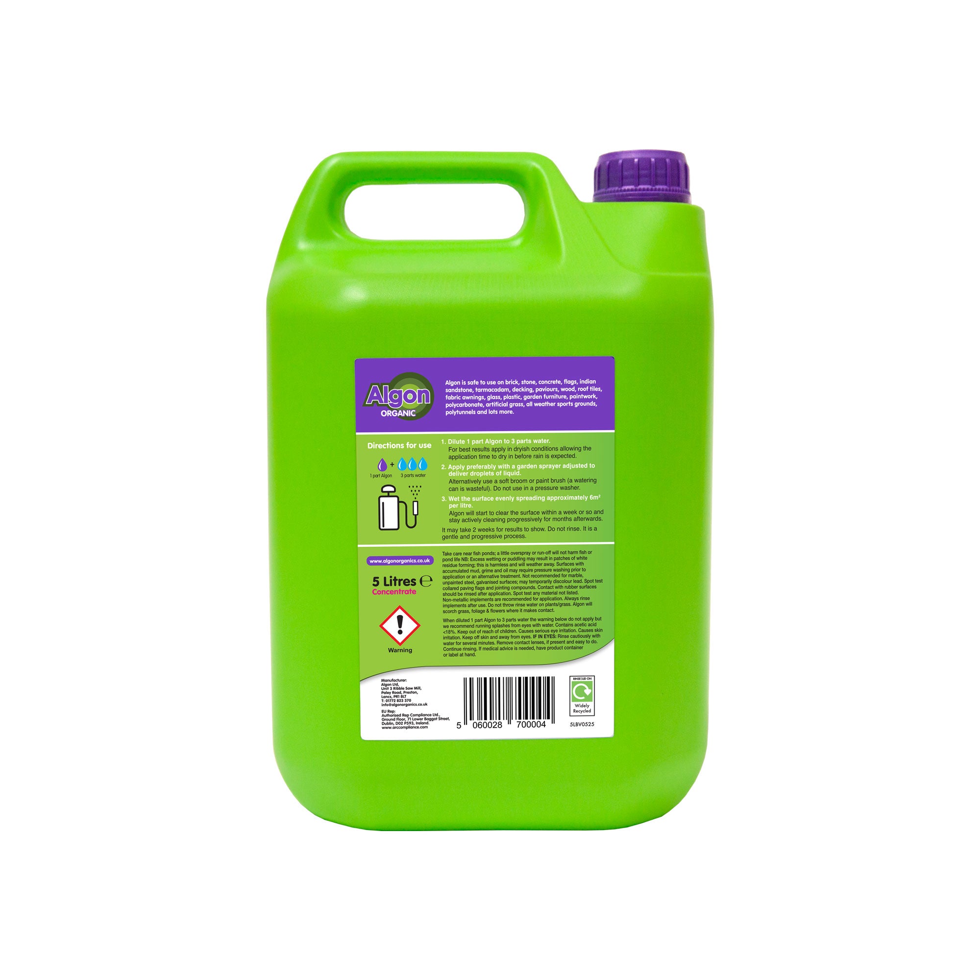 Algon Organic Patio Cleaner 5 Litre Concentrate - 2 Pack with Sprayer