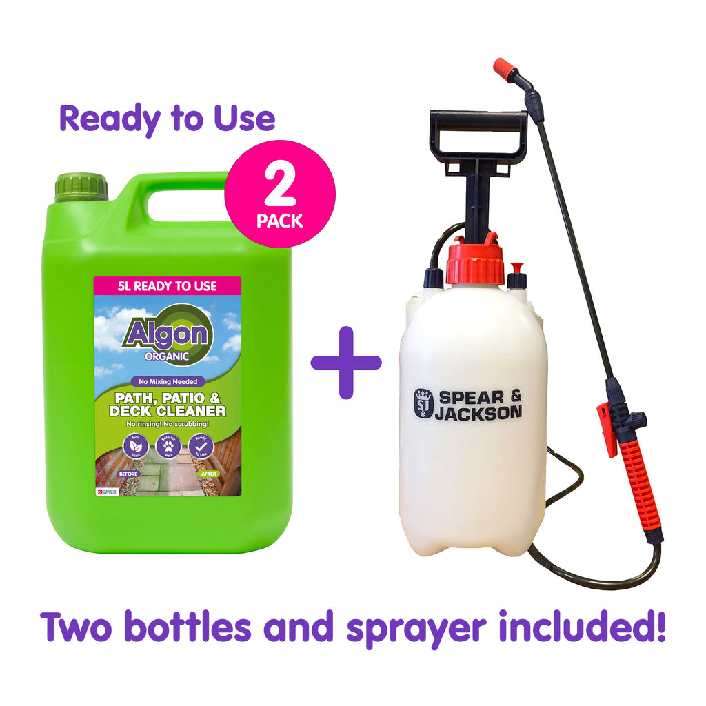 Algon Organic Patio Cleaner 5 Litre Ready to Use - 2 Pack with Sprayer