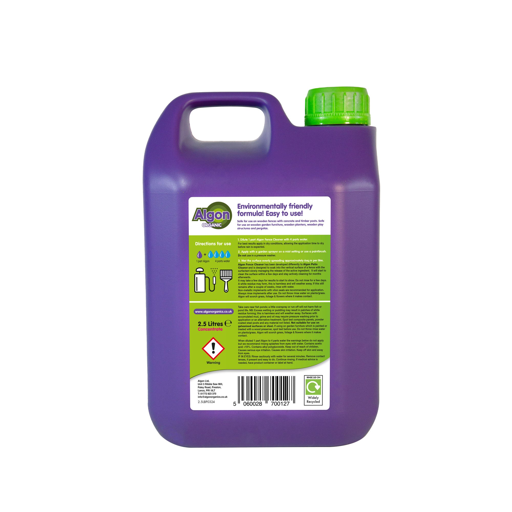 Algon Organic Fence Cleaner 2.5 Litre Concentrate - 2 Pack