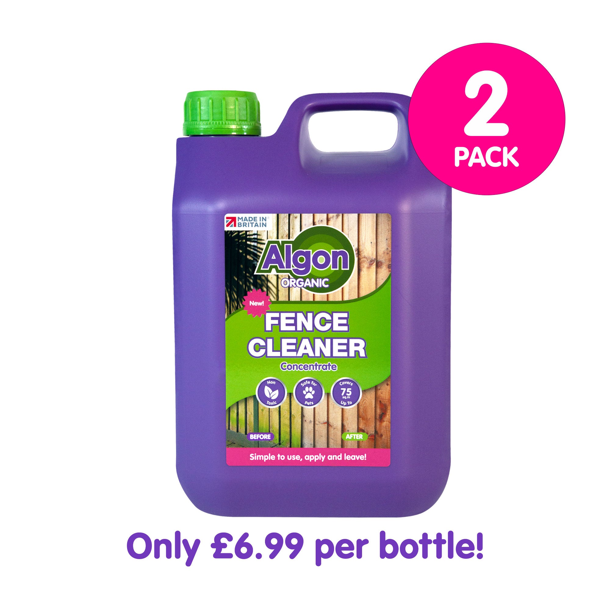 Algon Organic Fence Cleaner 2.5 Litre Concentrate - 2 Pack