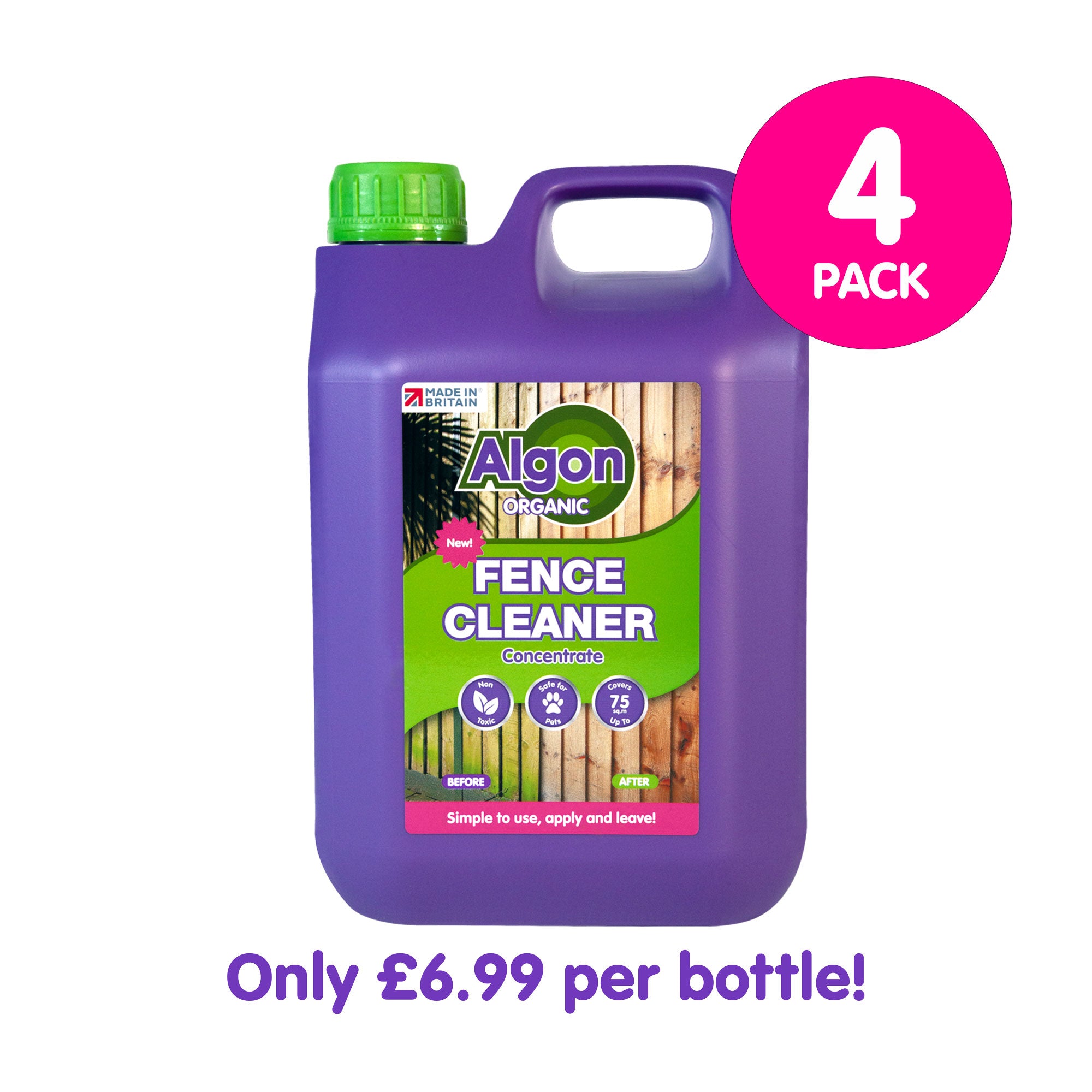 Algon Organic Fence Cleaner 2.5 Litre Concentrate - 4 Pack