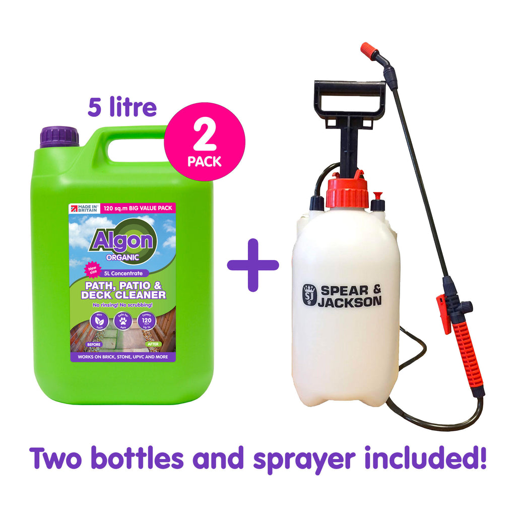 Algon Organic Patio Cleaner 5 Litre Concentrate - 2 Pack with Sprayer